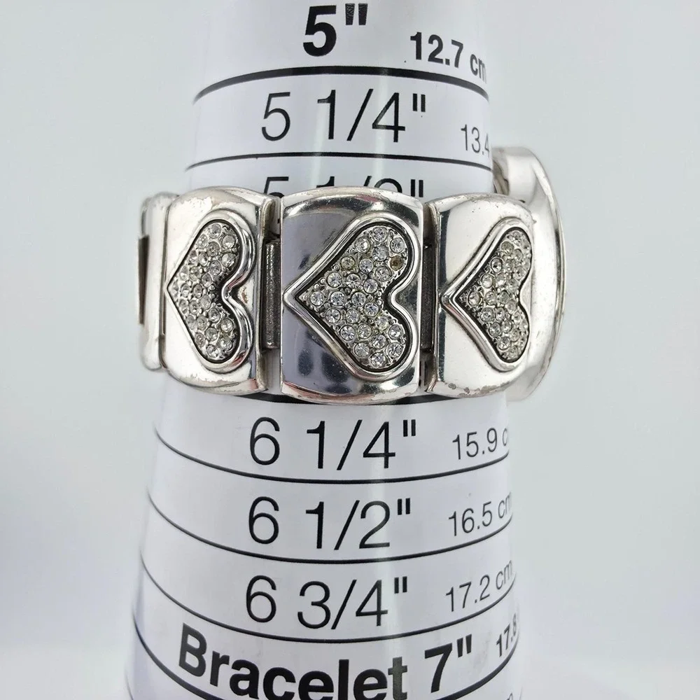 BRIGHTON 'Huntington Beach' Watch SWAROVSKI Crystal Heart Silver Plate 7.75